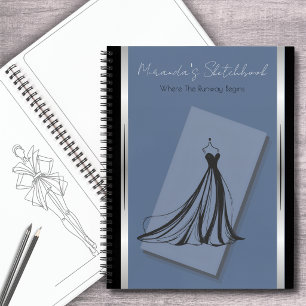 Cerulean Blue Couture Mode-Skizzenbuch Journal Notizbuch