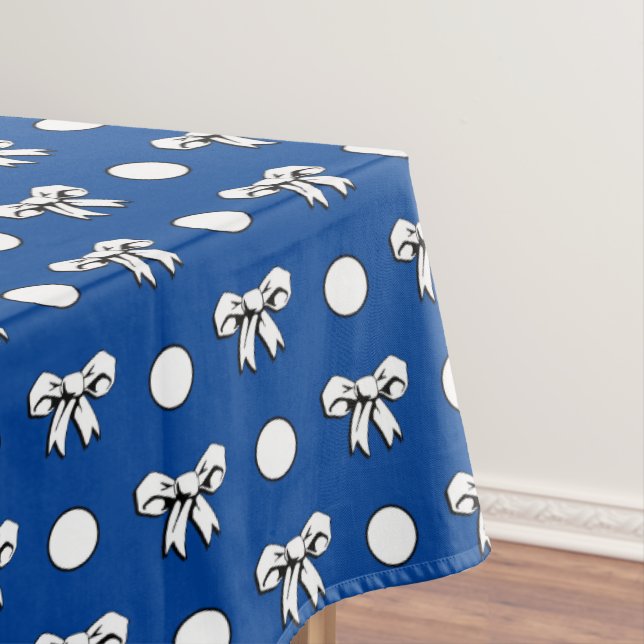 Cerulean Blue mit White Polka Dots Cartoon Bows Tischdecke (Beispiel)