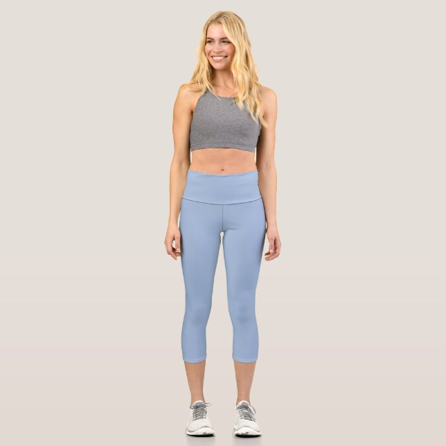 Cerulean blue Solid Color Capri Leggings (Vorderseite)