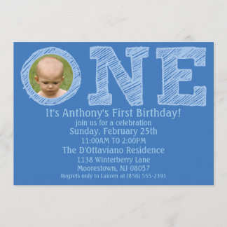 Cerulean Blue The Big One Foto Erster Geburtstag Einladung