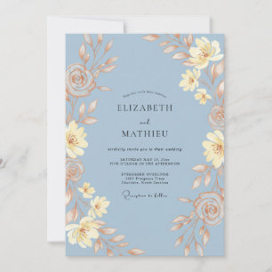 Cerulean-Blütenblatt-Hochzeit Einladung
