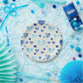 Cerulean Dream Watercolor Hearts Pattern Pappteller