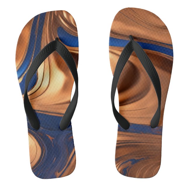 "Cerulean Opulence: Luxuriöser Fusion von Dunkelbl Flip Flops (Fußbett)