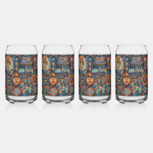 Cerulean "Pre-Columbian Tapestry" 16oz Glass Tumbl Dosenglas