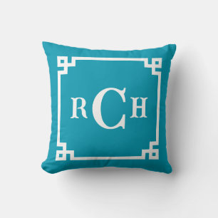 Cerulean Reverse Chinoiserie Griechisches Schlüsse Kissen
