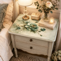 Ceruleanblau Ölfarbe Rose Zweig Decoupage