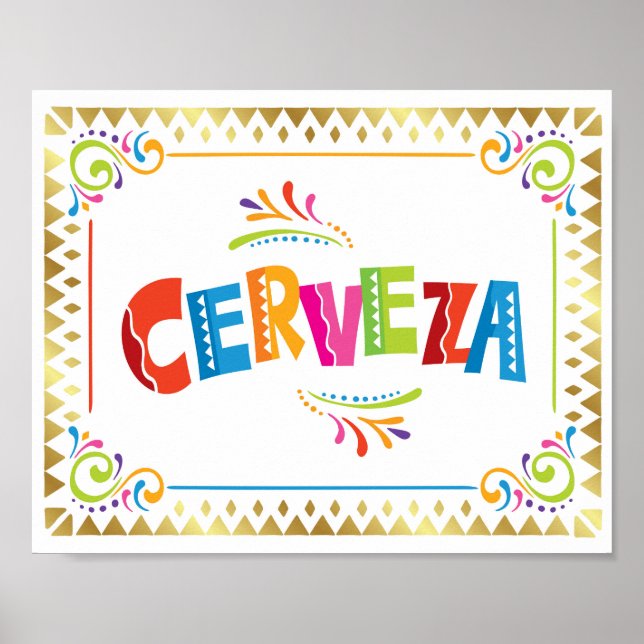 CERVEZA Fiesta Party Bier Signa Print Poster (Vorne)