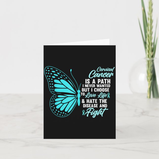 Cervical Cancer Awareness Butterfly Quote Suprt  Karte (Vorderseite)