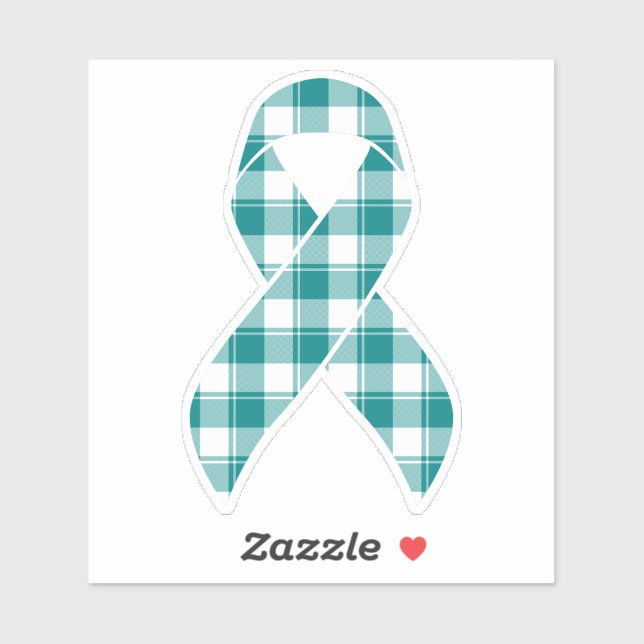 Cervical Cancer Awareness Plaid Teal Ribbon Aufkleber (Blatt)