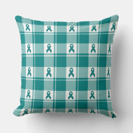 Cervical Cancer Awareness Plaid Teal Ribbon Kissen