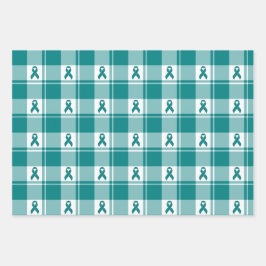 Cervical Cancer Awareness Plaid Wrapping Paper  Geschenkpapier Set