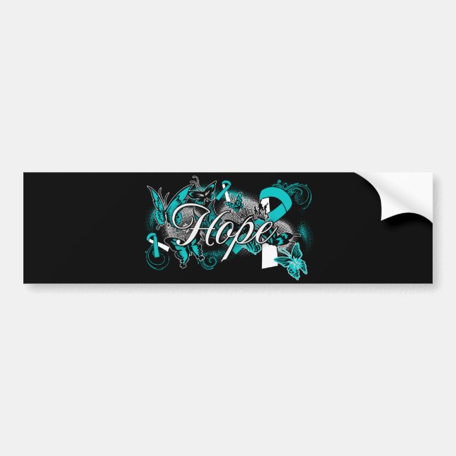 Cervical Cancer Hope Garden Ribbon Autoaufkleber (Vorne)