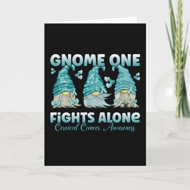 Cervical Cancer Teal Ribbon Gnome Karte (Vorderseite)