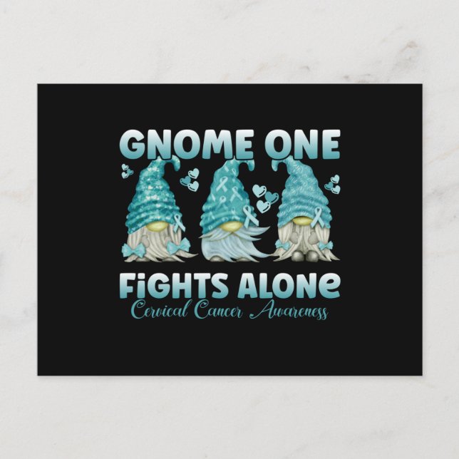 Cervical Cancer Teal Ribbon Gnome Postkarte (Vorderseite)