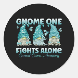 Cervical Cancer Teal Ribbon Gnome Runder Aufkleber