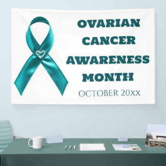 Cervical cancer teal ribbon ovarian awareness banner