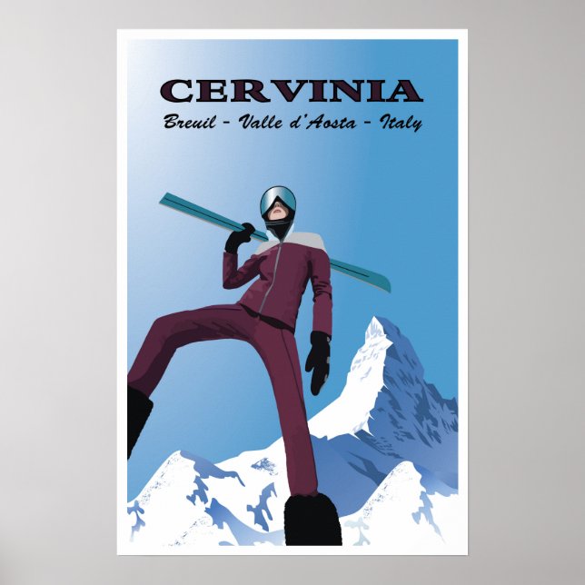 Cervinia, Breuil, Valle d’Aosta, Italien, Ski Poster (Vorne)