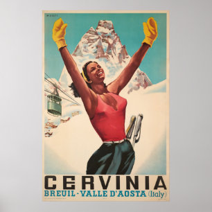 Cervinia, Breuil - Valle d'Aosta , Italien, Skippo Poster