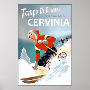 Cervinia Italien Ski-Reiseplakat Neue Retro-Winter Poster