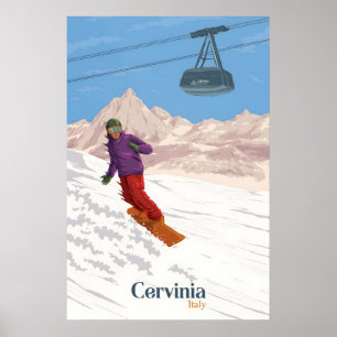 Cervinia Italien Snowboarden Reiseplakat Poster