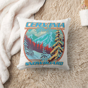 Cervinia italy Snowboarding-Logo Kissen