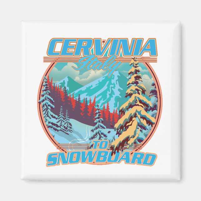 Cervinia italy Snowboarding-Logo Magnet (Vorne)