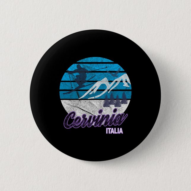 Cervinia Valle D'Aosta Italien Ski Resort Snowboar Button (Vorderseite)