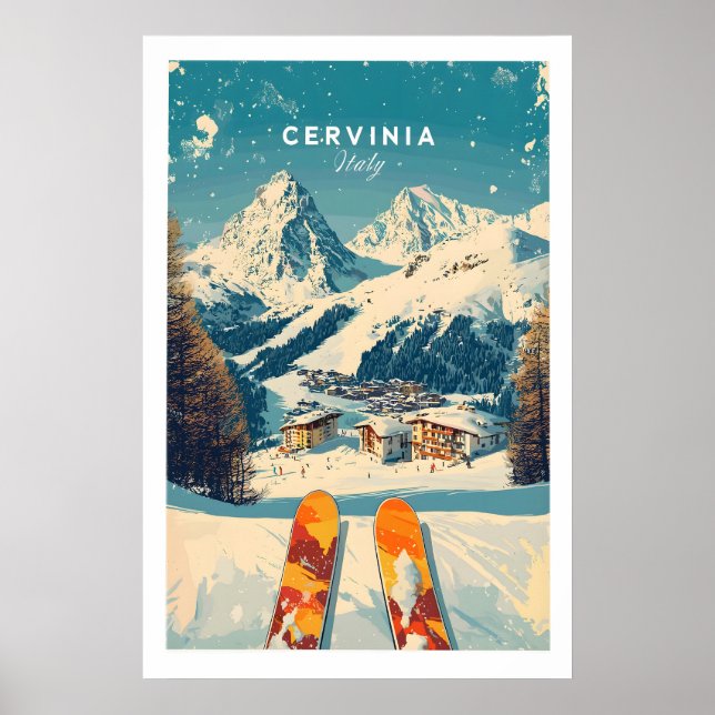 Cervinia-Wandkunst Skidruck Italien 1 Poster (Vorne)