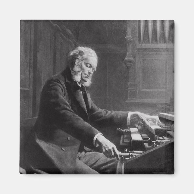 Cesar Franck an der Orgelkonsole Magnet (Vorne)