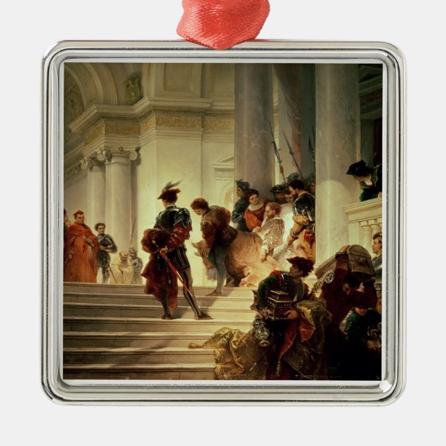 Cesare Borgia, der den Vatikan verlässt Silbernes Ornament (Vorne)