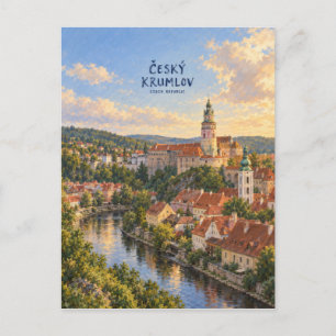 Český Krumlov malerische Reise Kunst Postkarte