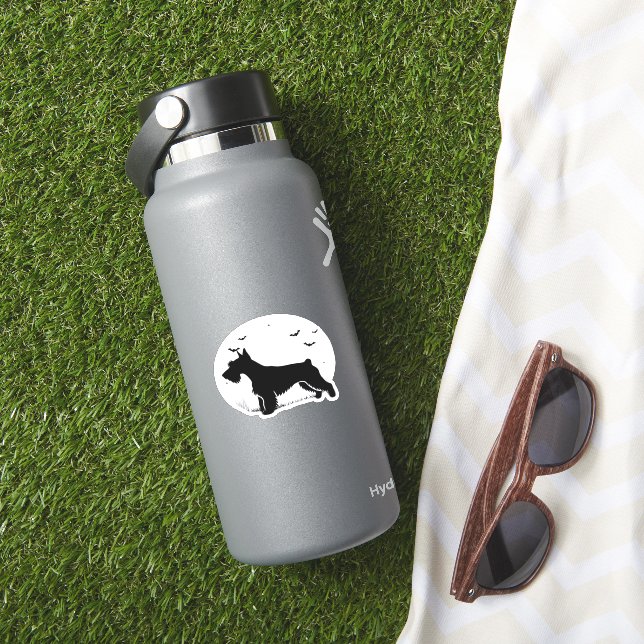 Cesky Terrier Dog � Halloween Moon Silhouette Clas Aufkleber (HydroFlask Insitu)