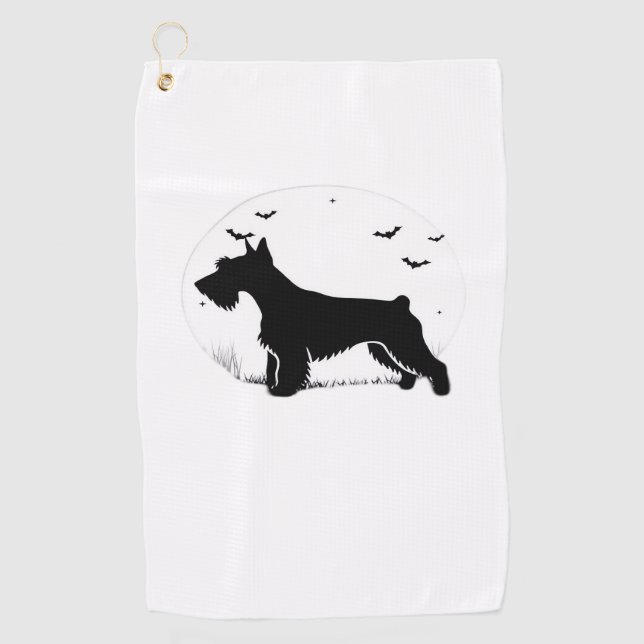 Cesky Terrier Dog - Halloween Moon Silhouette Clas Golfhandtuch (Vorderseite)