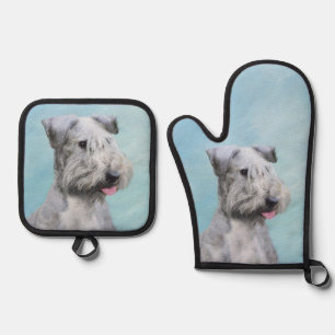 Cesky Terrier Malerei Niedlich Original Hunde Kuns Ofenhandschuh & Topflappen-Set