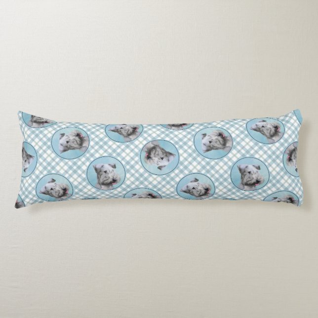 Cesky Terrier Malerei Niedlich Original Hunde Kuns Seitenschläferkissen (Vorderseite)