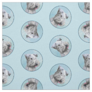 Cesky Terrier Malerei Niedlich Original Hunde Kuns Stoff