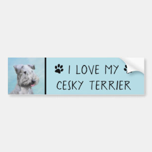 Cesky Terrier Painting - Niedliche Original Dog Ar Autoaufkleber