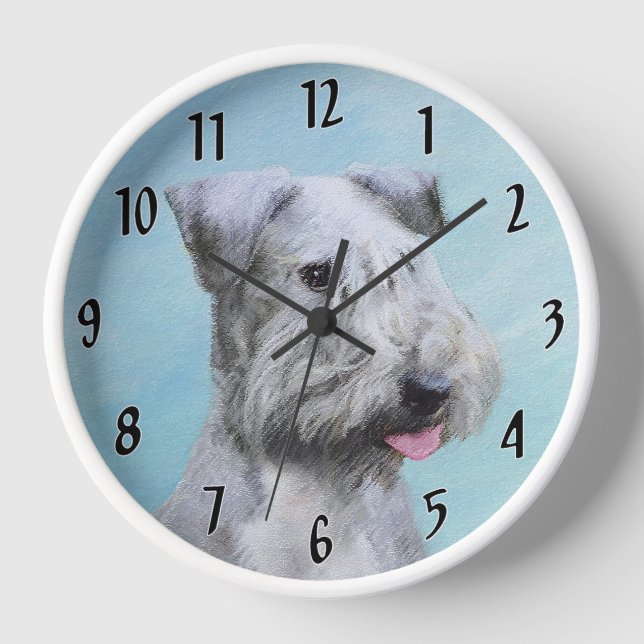 Cesky Terrier Painting - Niedliche Original Dog Ar Uhr (Vorderseite)