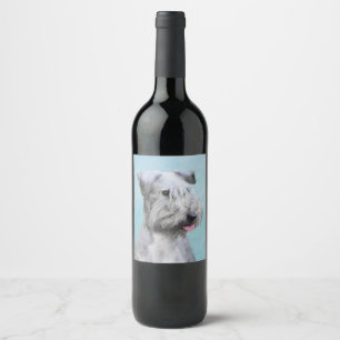 Cesky Terrier Painting - Niedliche Original Dog Ar Weinetikett
