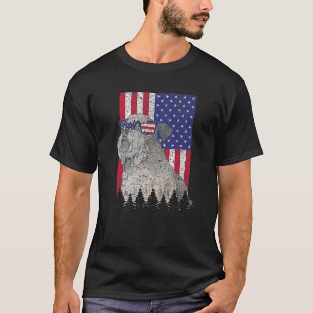 Cesky Terrier Patriotic Dog USA Pride American Fla T-Shirt (Vorderseite)