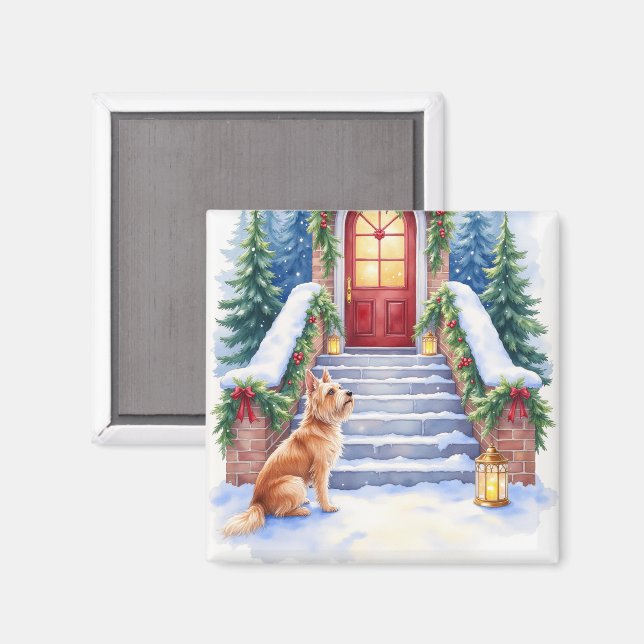 Cesky Terrier Schneetreppe Weihnachtskunst Magnet (Vorderseite/Rückseite)