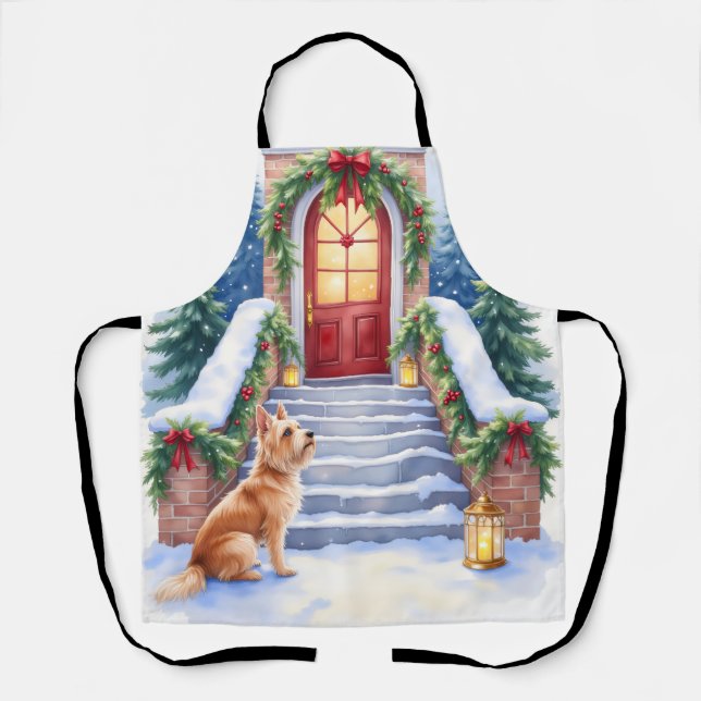 Cesky Terrier Schneitreppe Weihnachtskunst Schürze (Vorderseite)