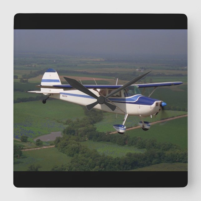 Cessna 170, 1948, _Classic Luftfahrt Quadratische Wanduhr (Vorderseite)