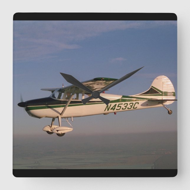 Cessna 170, 1953, Sonoma, CA_Classic Luftfahrt Quadratische Wanduhr (Vorderseite)