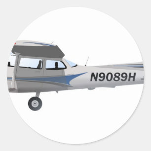 Cessna 172 Skyhawk Blue Runder Aufkleber