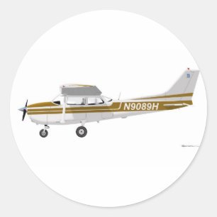 Cessna 172 Skyhawk Brown Runder Aufkleber