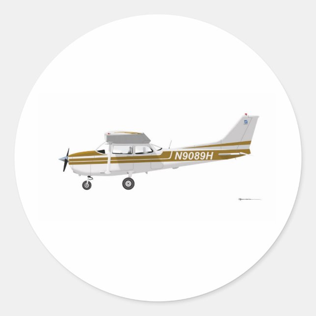 Cessna 172 Skyhawk Brown Runder Aufkleber (Vorderseite)