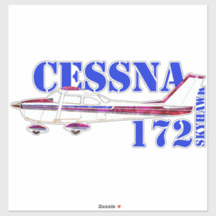 Cessna 172 Skyhawk Illustration Fett Text Design Aufkleber