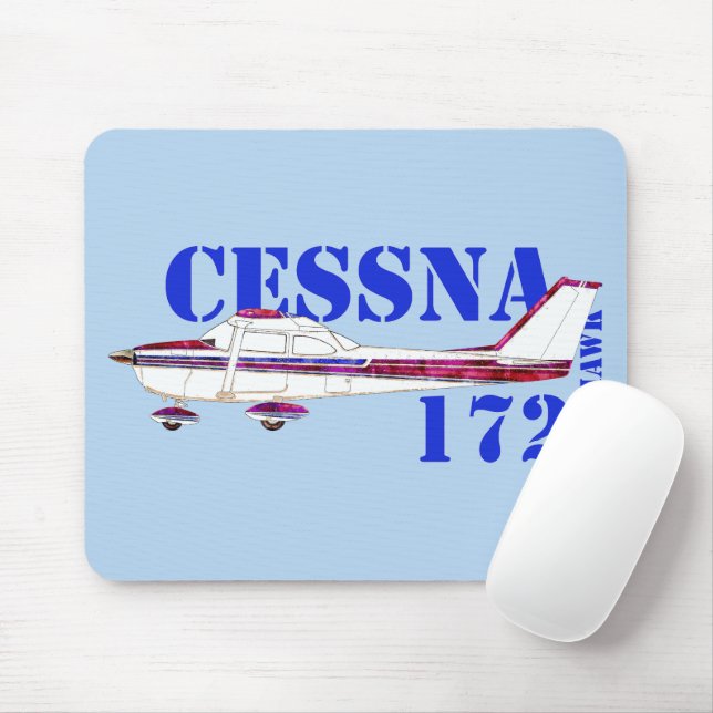 Cessna 172 Skyhawk Illustration Fett Text Design Mousepad (Mit Mouse)