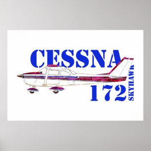 Cessna 172 Skyhawk Illustration Fett Text Design Poster